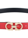 Reversible Gancini Leather Belt Black Lipstick Red - SALVATORE FERRAGAMO - BALAAN 8