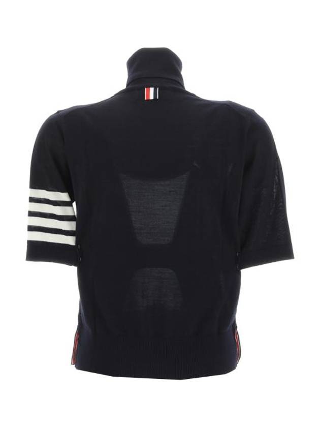 Fine Merino 4 Bar Relaxed Short Sleeve Turtleneck Navy - THOM BROWNE - BALAAN 3