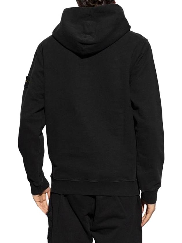 Wappen Patch Brushed Cotton Fleece Hoodie Black - STONE ISLAND - BALAAN 5