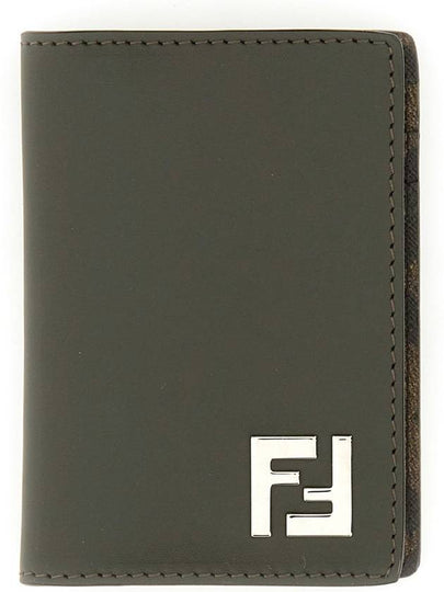 FF Squared Leather Card Holder Green - FENDI - BALAAN 2