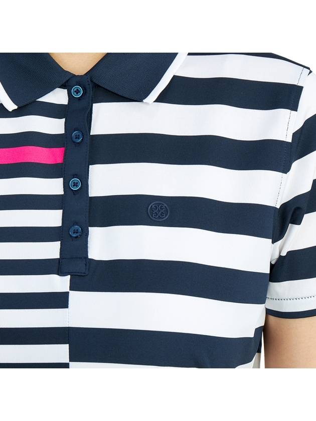 Women's Bold Stripe Golf PK Shirt White Navy - G/FORE - BALAAN 9