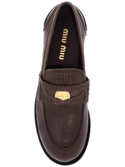 vintage-effect leather penny loafers - MIU MIU - BALAAN 2