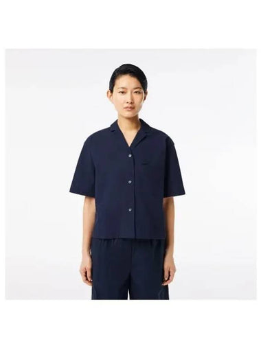 Women s Overfit Poke Short Sleeve Shirt Navy - LACOSTE - BALAAN 1