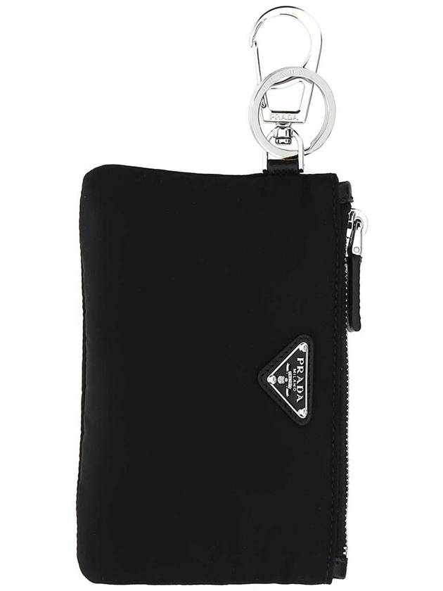 Triangle Logo Nylon Mini Pouch Keychain Black - PRADA - BALAAN 2