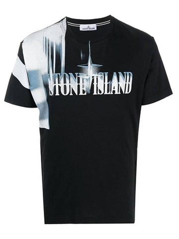 Motion Saturation One Garment Dyed Short Sleeve T-Shirt Black - STONE ISLAND - BALAAN 1