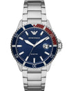 Classic Blue Dial Metal Watch Silver - EMPORIO ARMANI - BALAAN 1