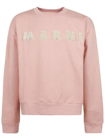 Fur Effect Logo Cotton Sweatshirt Pink - MARNI - BALAAN 1