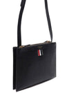 Logo 4 Bar Leather Clutch Bag Black - THOM BROWNE - BALAAN 4