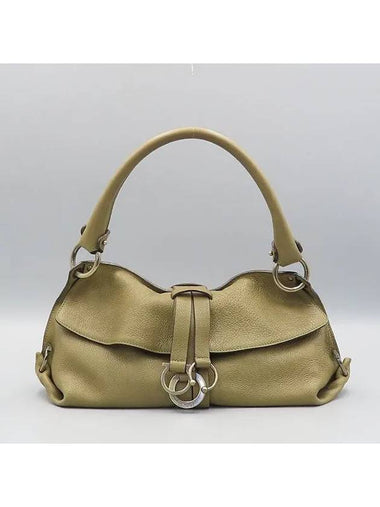 Ferragamo 21 B643 gold Gancini khaki color leather shoulder bag - SALVATORE FERRAGAMO - BALAAN 1