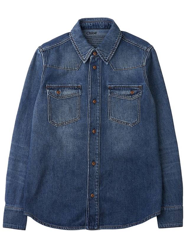 WoMen's Dempo Classic Denim Shirt Dusky Blue - CHLOE - BALAAN 11