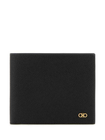 Gancini Half Wallet Black - SALVATORE FERRAGAMO - BALAAN 1