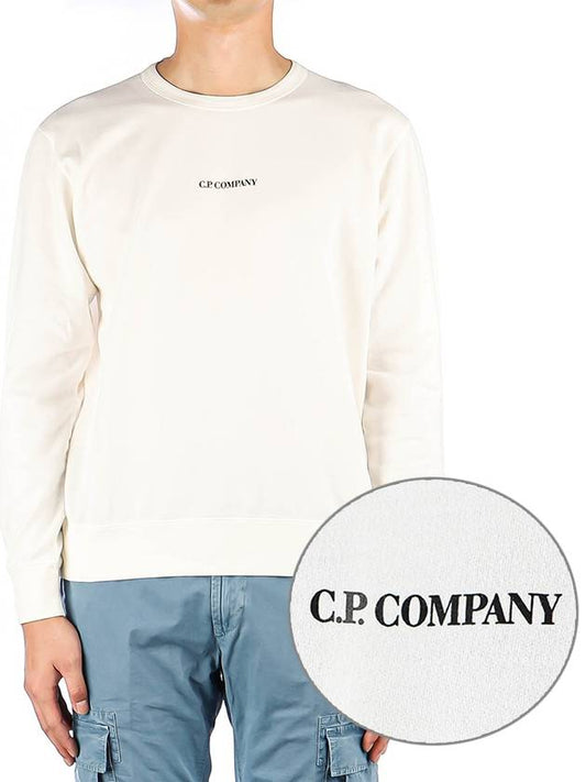 Light Fleece Small Logo Sweatshirt White - CP COMPANY - BALAAN 2