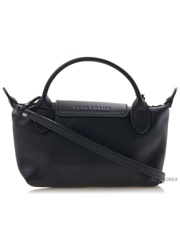 Le Pliage Logo Leather Tote Bag Black - LONGCHAMP - BALAAN 4