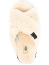 Fuzz Sugar Cross Slide Fur Slippers Natural Black - UGG - BALAAN 5