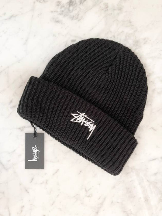 Logo Stock Cuff Beanie Black - STUSSY - BALAAN 2