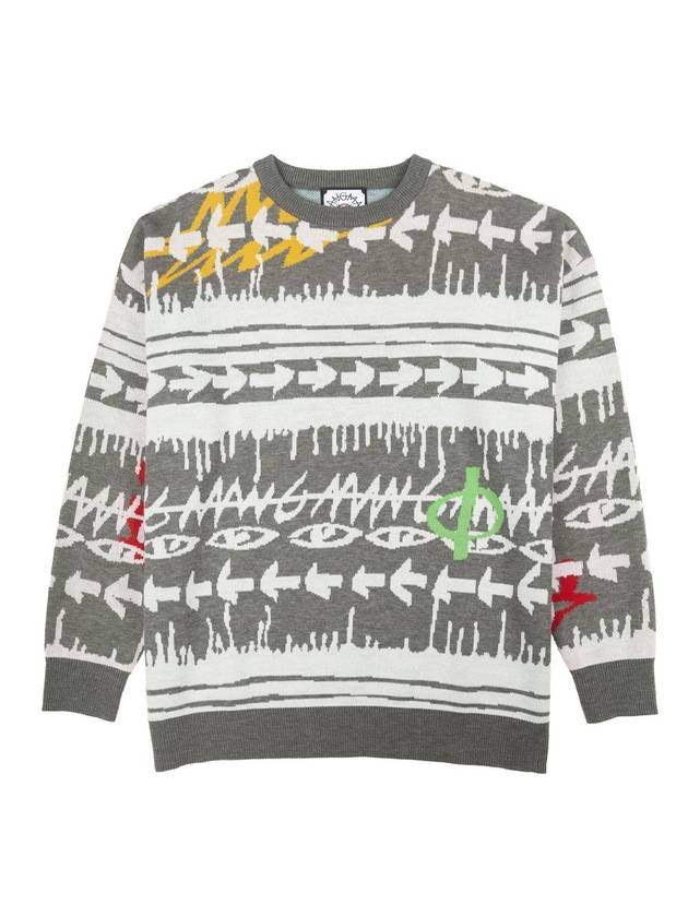 Striped Crew Neck Knit Top Grey - GRAPHISTE MAN.G - BALAAN 1