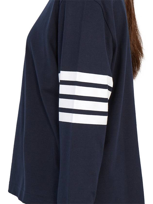 Engineered 4 Bar Medium Weight Jersey Oversized Long Sleeved T-Shirt Navy - THOM BROWNE - BALAAN 11