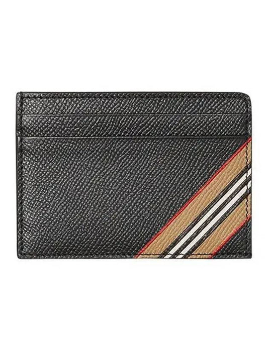 Icon Stripe Grainy Leather Card Wallet Black - BURBERRY - BALAAN 2