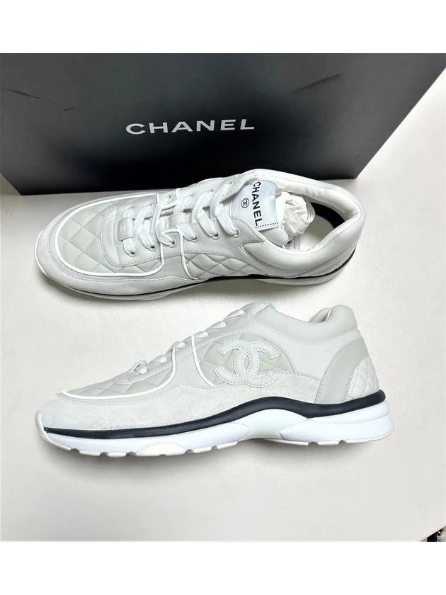 CC logo fabric suede low-top sneakers light Grey - CHANEL - BALAAN 3