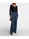 Stripe Edge Cashmere Cardigan Navy - MIU MIU - BALAAN 5