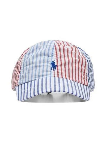 Striped Color Block Ball Cap Red - POLO RALPH LAUREN - BALAAN 1