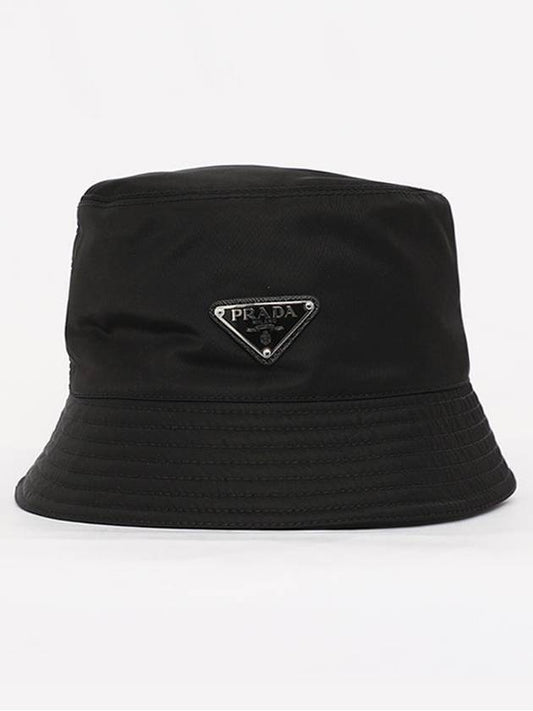 Triangle Logo Re-nylon Bucket Hat Black - PRADA - BALAAN 2