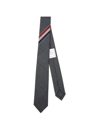 Three-Line Engineer Stripe Wool  Neck Tie Dark Grey - THOM BROWNE - BALAAN 1