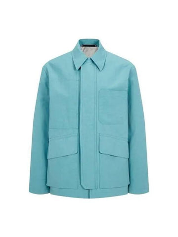 Linen blend zip up jacket blue green 271731 - PAUL SMITH - BALAAN 1