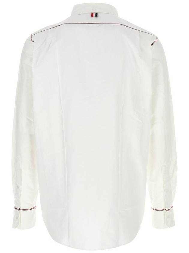 Oxford Grosgrain Framing Long Sleeve Shirt White - THOM BROWNE - BALAAN 3