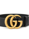 GG Marmont Double G Buckle Wide Leather Belt Black - GUCCI - BALAAN 5