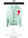 Men's Big Heart Logo Patch Overfit Cardigan Aqua Green - AMI - BALAAN 3