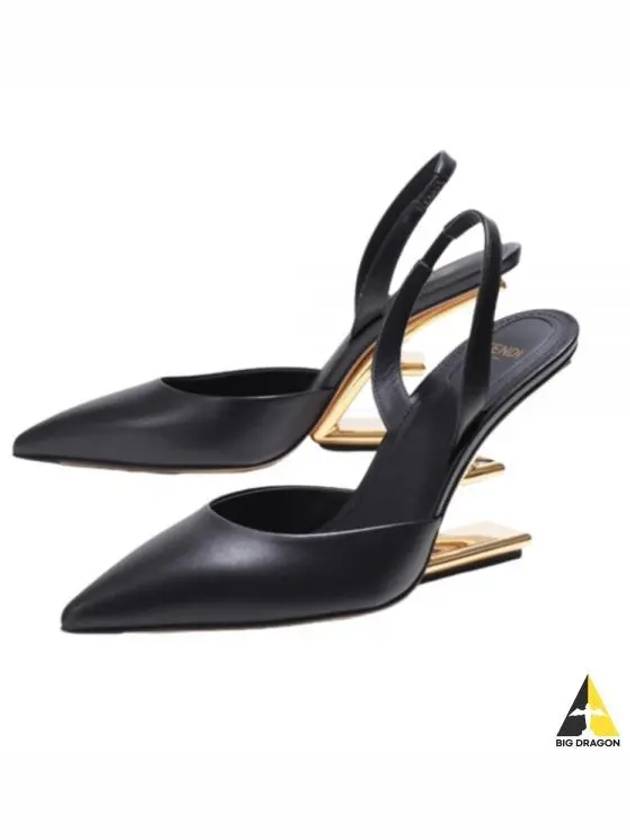 Women's First F Shape Metal Slingback Heels Black - FENDI - BALAAN 2