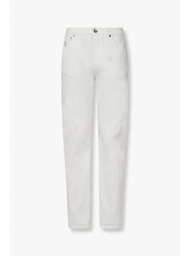 Men s Back Patch Damaged Denim Pants White - BRUNELLO CUCINELLI - BALAAN 1