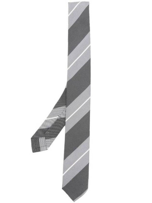Diagonal Stripe Pattern Tie Grey - THOM BROWNE - BALAAN 1