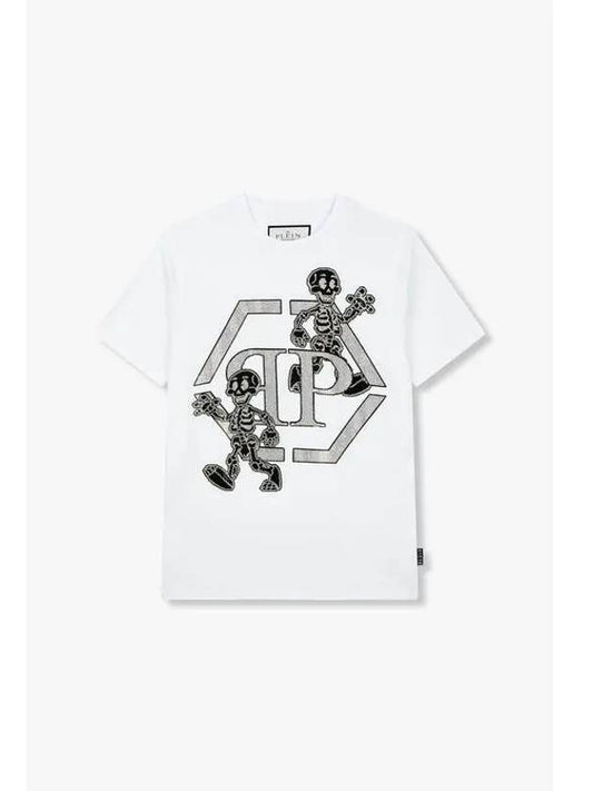 Men s Rhinestone Skeleton T Shirt White - PHILIPP PLEIN - BALAAN 1