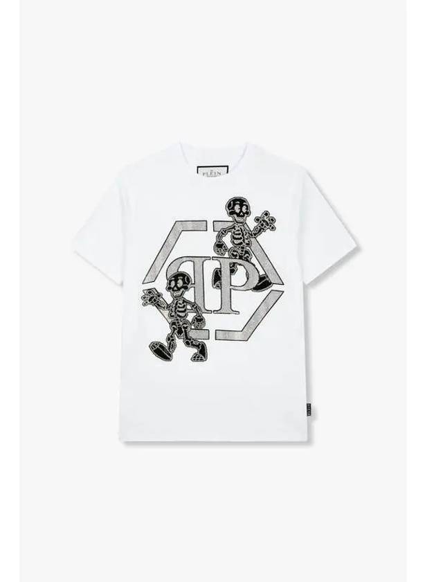 Men s Rhinestone Skeleton T Shirt White - PHILIPP PLEIN - BALAAN 1