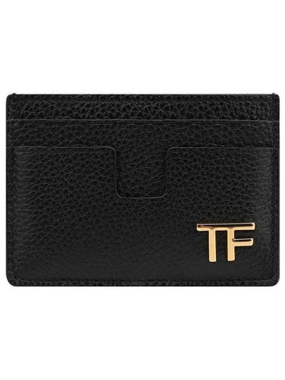 T Line Leather Credit Card Wallet Black - TOM FORD - BALAAN 2