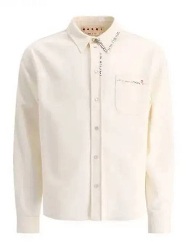 Embroidered Logo Button-up Long Sleeve Shirt White - MARNI - BALAAN 2