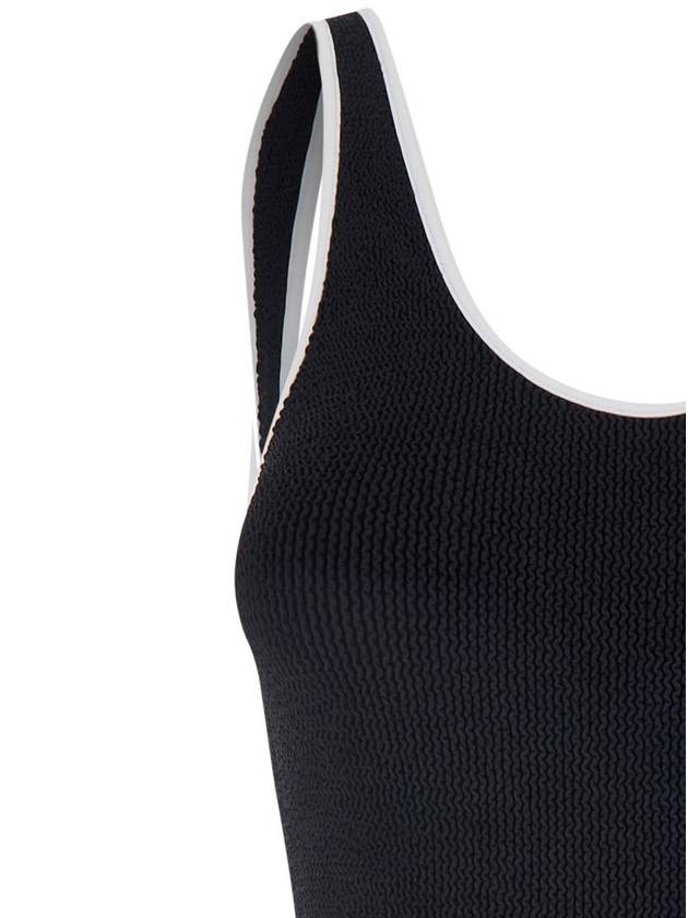 'Faye' Black Swimsuit With Contrasting Edges In Ribbed Fabric Woman - HUNZA G - BALAAN 3