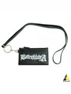 Logo Print Neck Strap Leather Card Wallet Black - BALENCIAGA - BALAAN 2