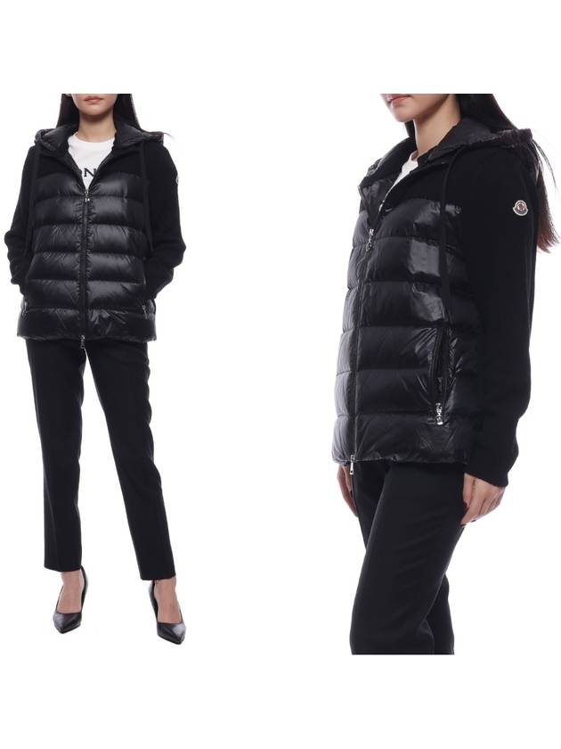 Padded Wool Hooded Cardigan Black - MONCLER - BALAAN 2