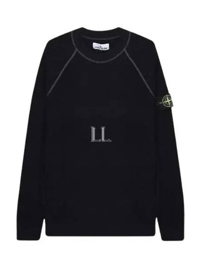 Raw Cotton Badge Crew Neck Knit Top Black - STONE ISLAND - BALAAN 2