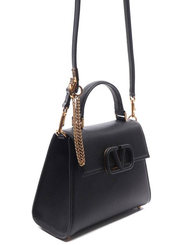 V Sling Small Grainy Calfskin Hand Cross Bag Black - VALENTINO - BALAAN 4