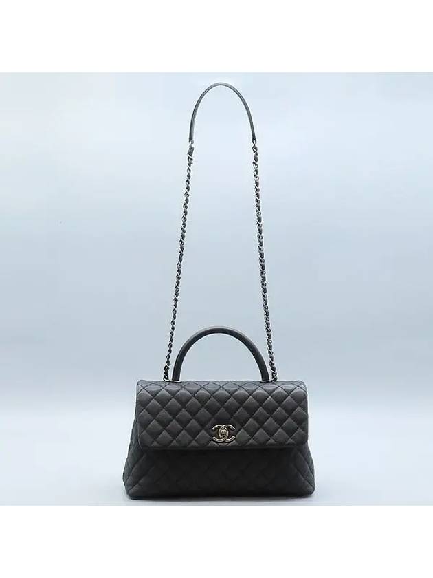 A92992 Black Caviar Silver Logo COCO Handle Large Tote Bag Chain Strap 2WAY - CHANEL - BALAAN 5