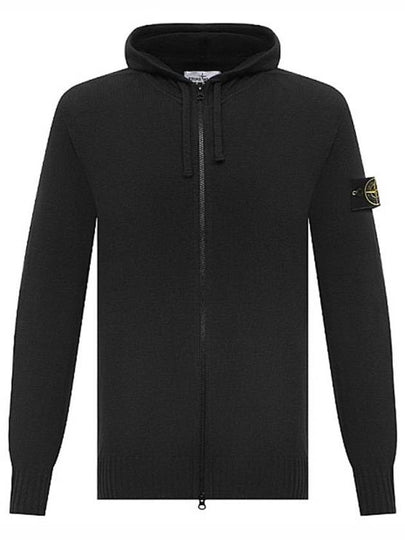 Wappen Patch Cotton Knit Zip Up Hoodie Black - STONE ISLAND - BALAAN 2