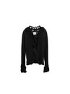 TACH LORETO Flower Trimmed Tie Cardigan Knit Black - ETC - BALAAN 1