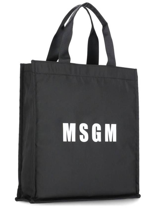 Logo Print Tote Bag Black - MSGM - BALAAN 3