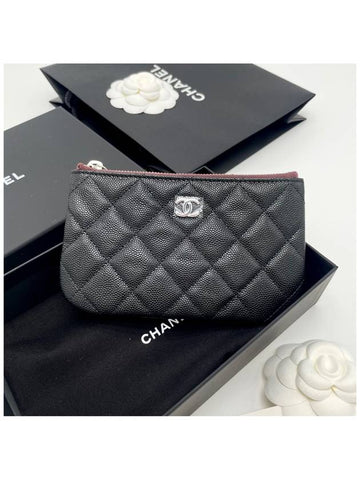 Women s Classic Caviar Mini Pouch Black Silver CC Logo A82365 - CHANEL - BALAAN 1