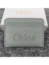 Sense Embroidered Logo Calfskin Card Wallet Bay Green - CHLOE - BALAAN 4