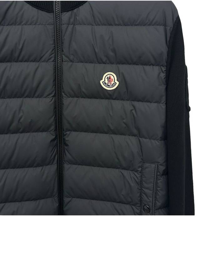 Padded Cotton Zip-Up Cardigan Black - MONCLER - BALAAN 4